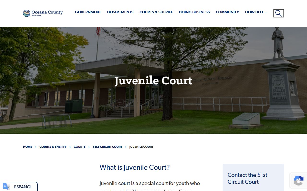 Oceana County juvenile court records and diversion process page