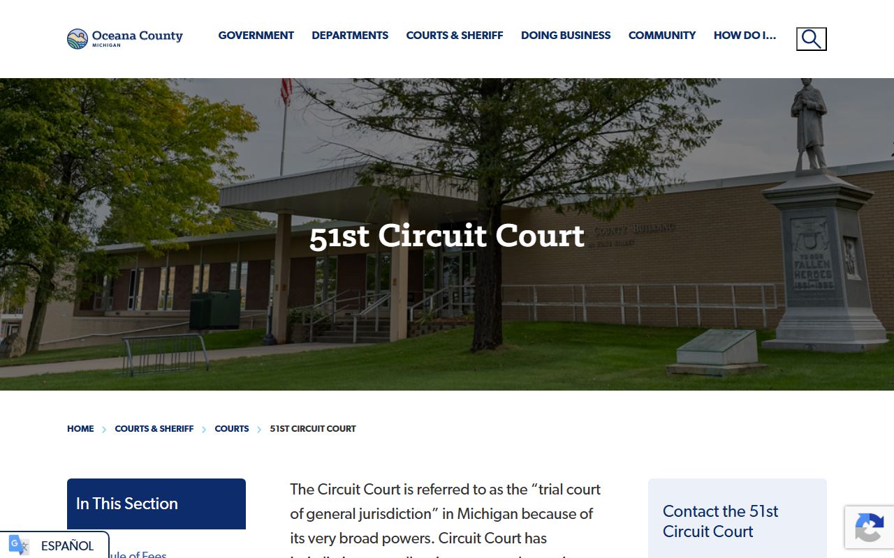 Oceana County Circuit Court records and jurisdiction page