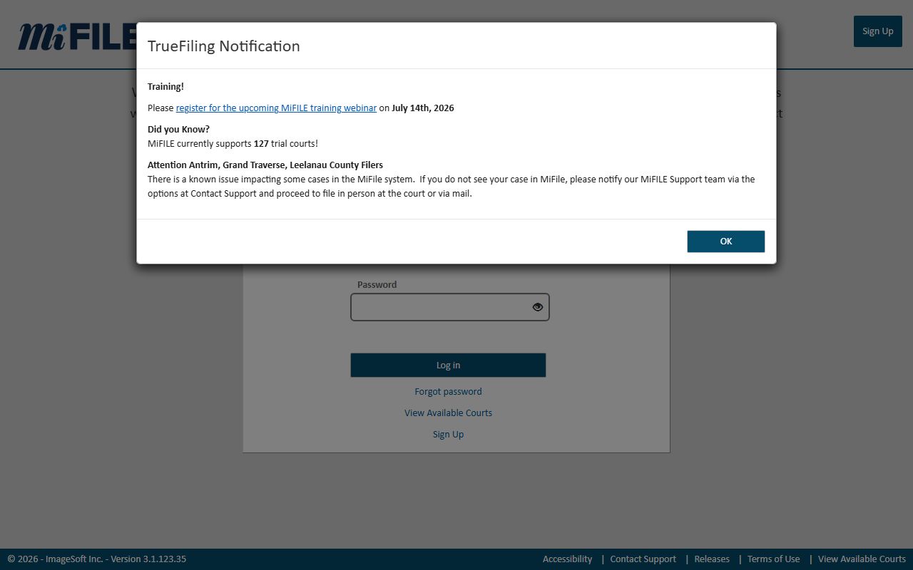 Oceana County Clerk circuit court e-filing and records system