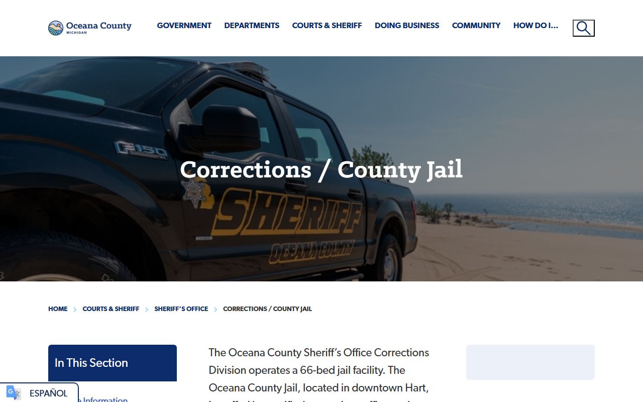 Oceana County jail and arrest records booking facility