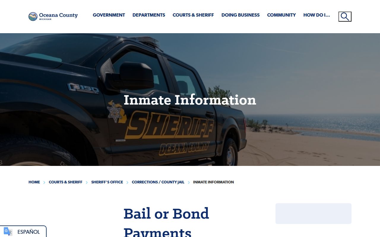 Oceana County arrest records and inmate custody lookup information