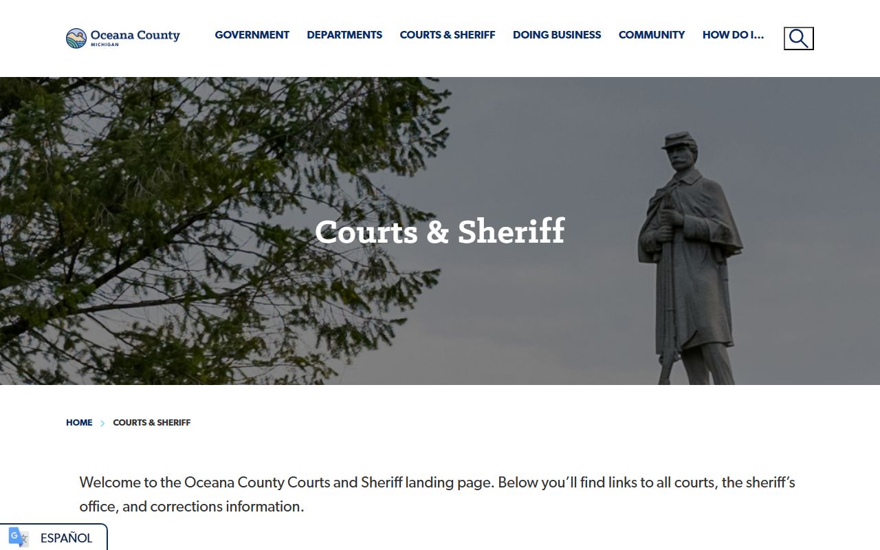 Oceana County courts and sheriff hub for arrest and charge records