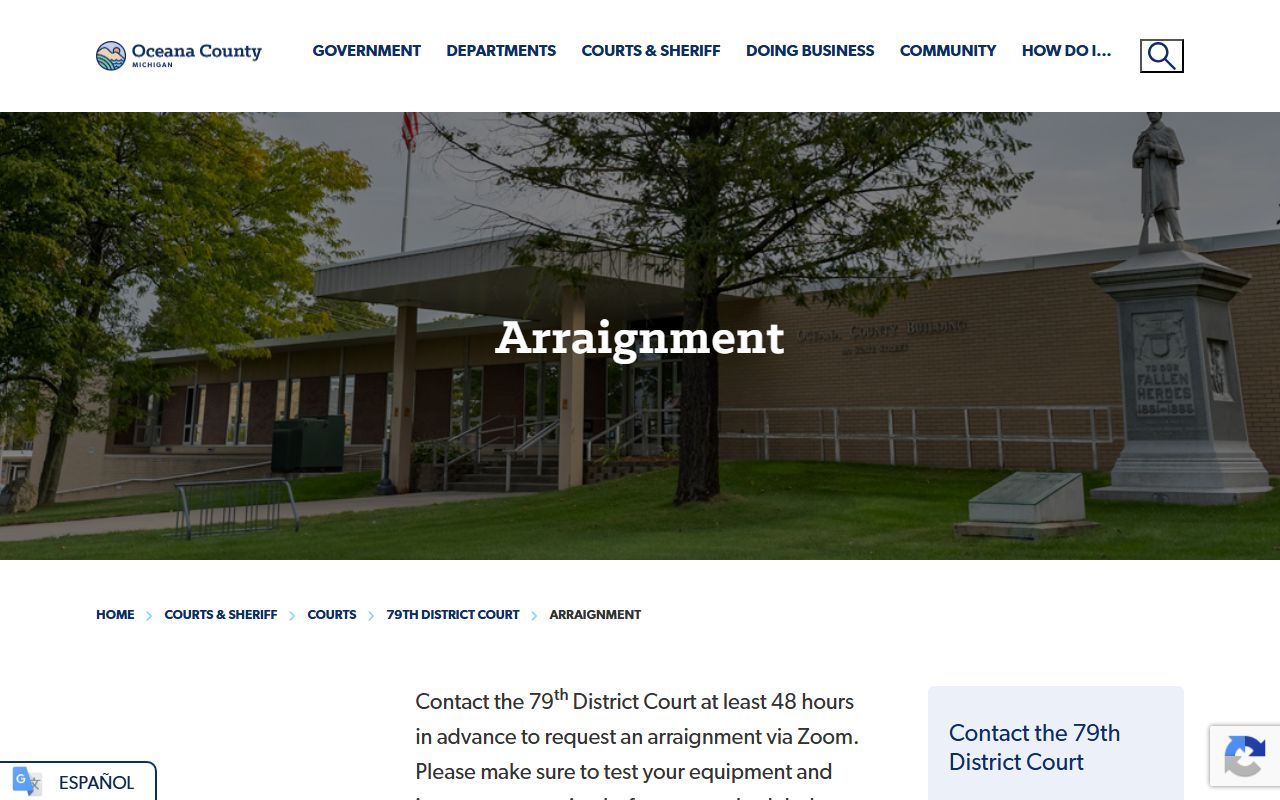 Oceana County court dockets Zoom arraignment instructions for the 79th District Court