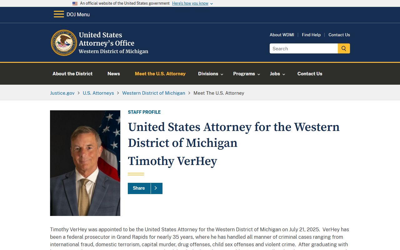 U.S. Attorney handling Oceana County federal court charges