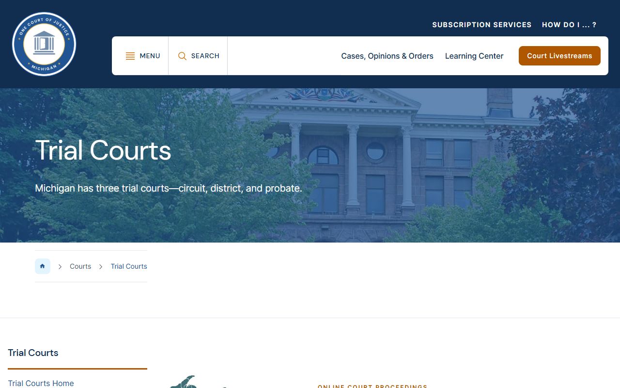 Oceana County Circuit Court within the Michigan trial court structure