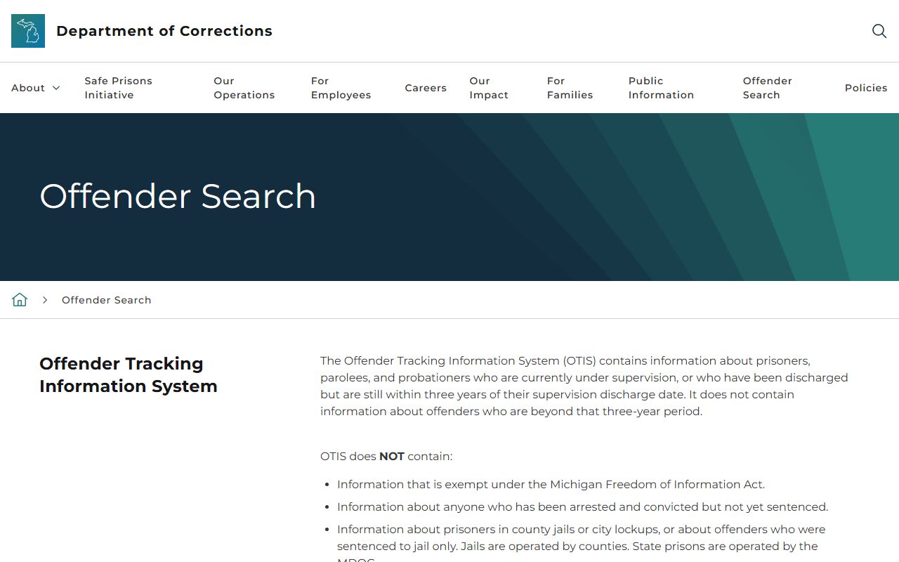 Oceana County inmate records and the Michigan MDOC OTIS overview