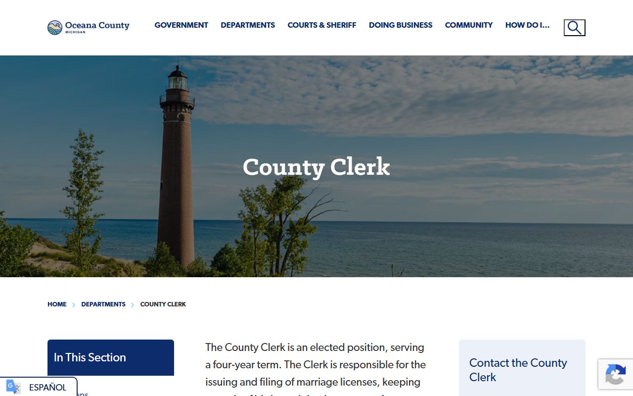 Oceana County Clerk office handling marriage records and licenses