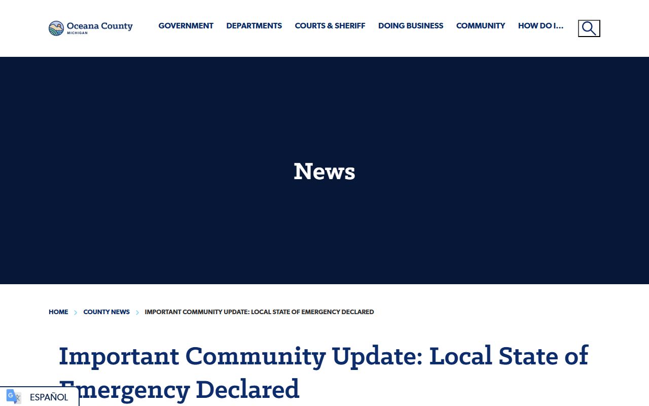 Oceana County records notice of local state of emergency for flooding