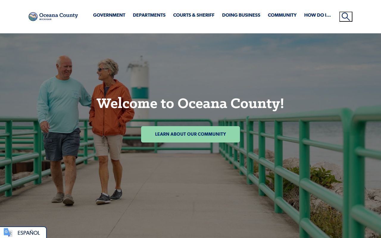 Oceana County official homepage with courthouse and county records context