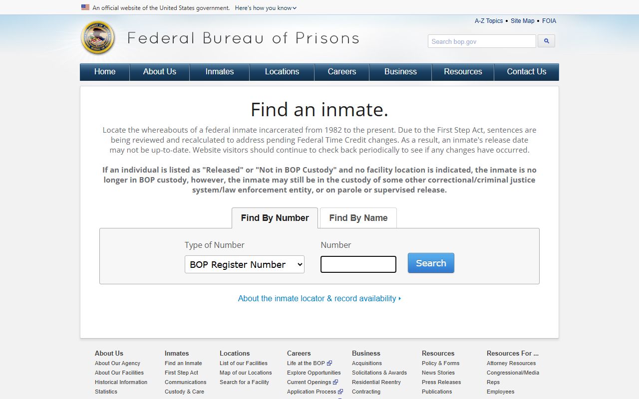 Oceana County federal inmate lookup on the Bureau of Prisons locator
