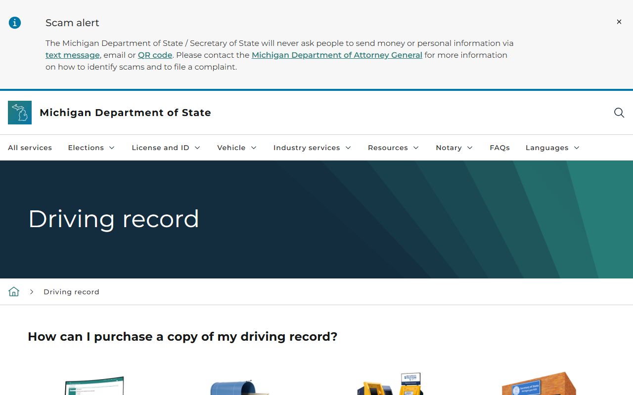 Oceana County traffic court records and Michigan Secretary of State driving record page